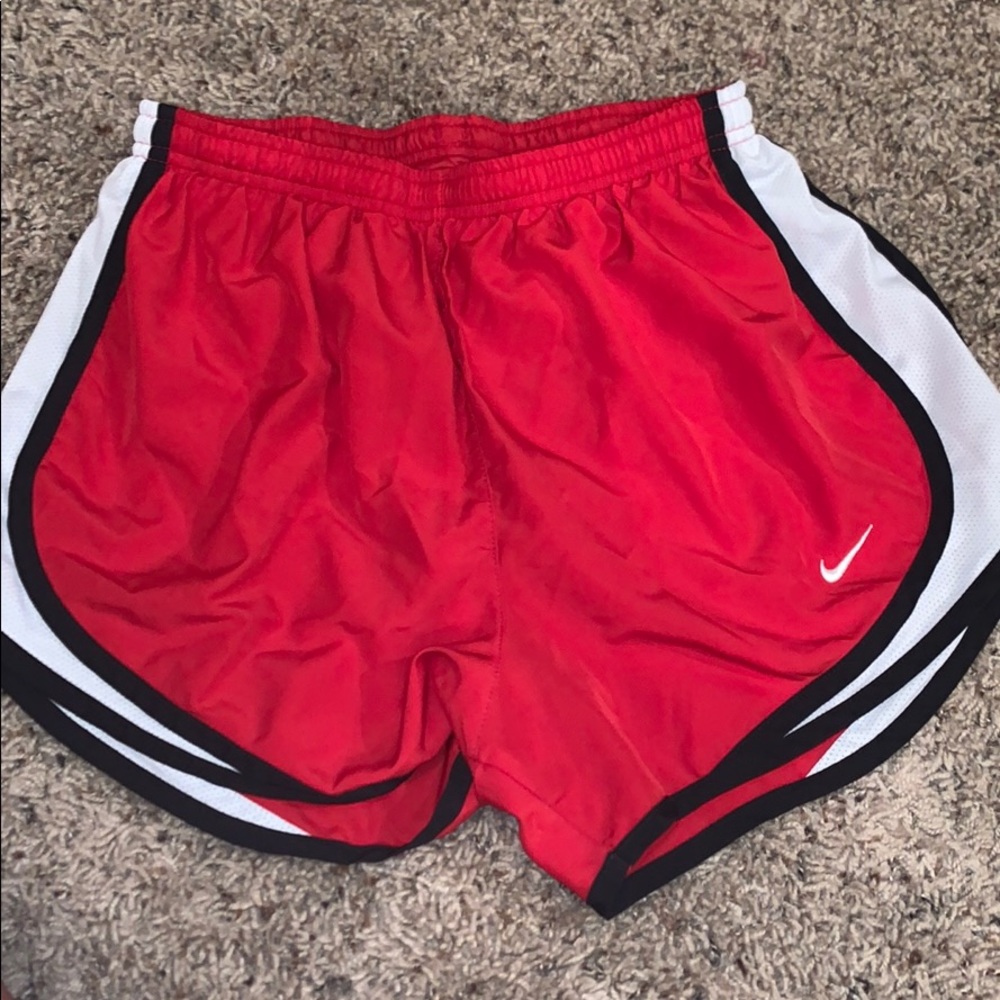 Red nike shorts